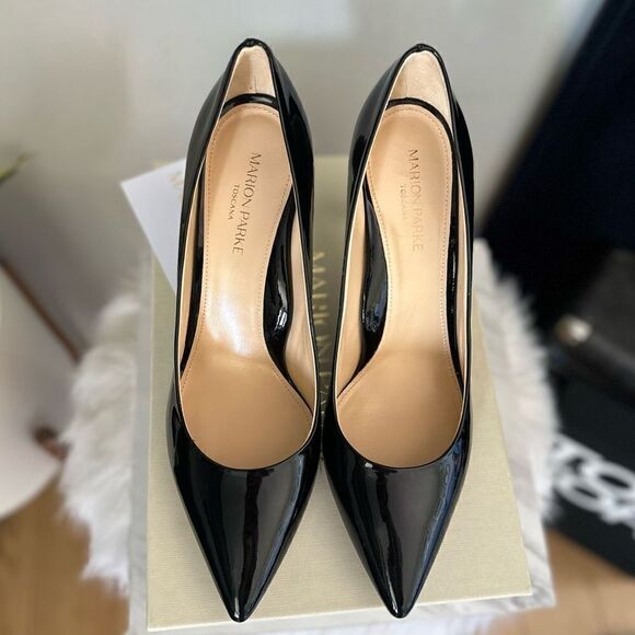 MARION PARKE Must Have Pointed Toe Patent Leather Pump Heel Black, Euro 42 NWT - Picture 16 of 17